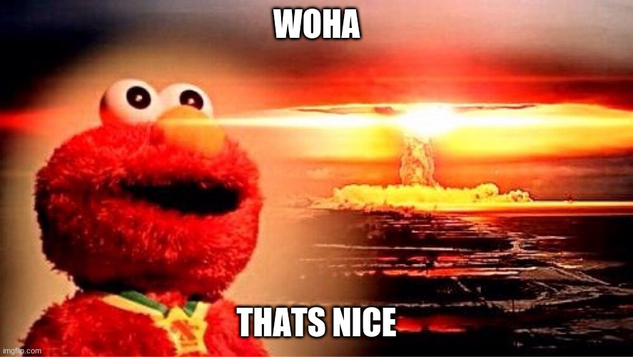 elmo nuclear explosion | WOHA; THATS NICE | image tagged in elmo nuclear explosion | made w/ Imgflip meme maker