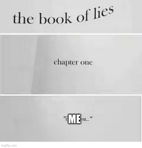 The book of lies | ME | image tagged in the book of lies | made w/ Imgflip meme maker