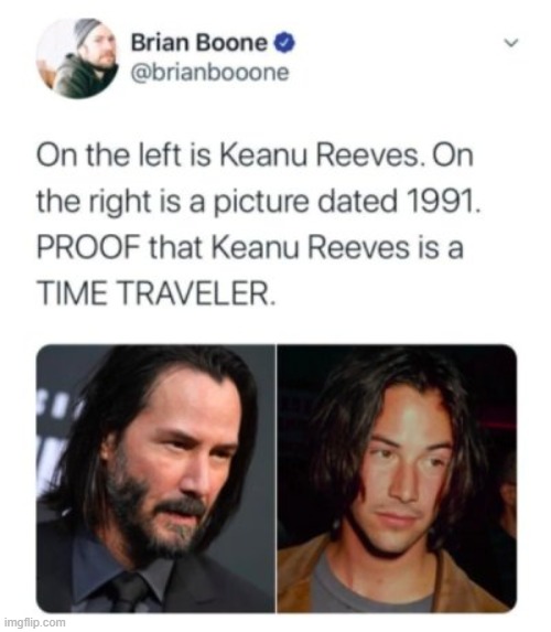 Mind blown | image tagged in keanu reeves,time travel | made w/ Imgflip meme maker