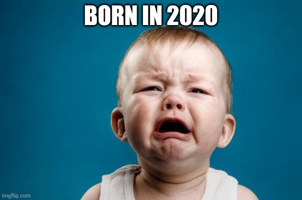 The badness of 2020 | BORN IN 2020 | image tagged in baby crying | made w/ Imgflip meme maker