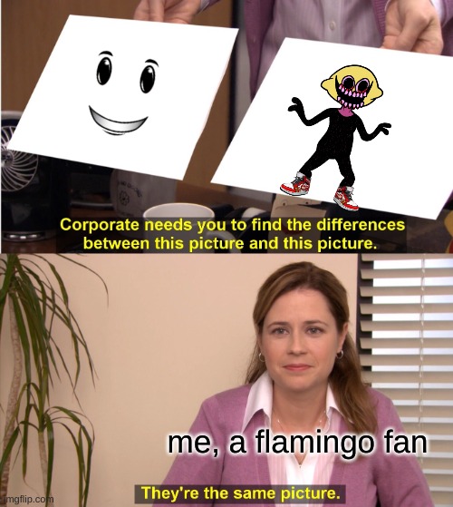 Tell me i'm wrong! | me, a flamingo fan | image tagged in memes,they're the same picture | made w/ Imgflip meme maker
