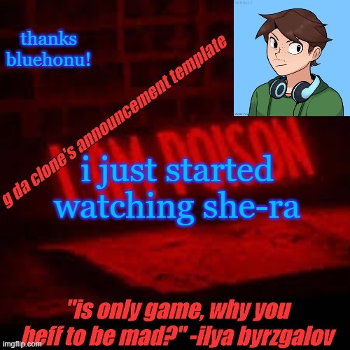 im on episode 3 | thanks bluehonu! i just started watching she-ra | image tagged in clone commander's announcement temp | made w/ Imgflip meme maker