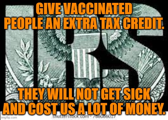 How Things Should Work. | GIVE VACCINATED PEOPLE AN EXTRA TAX CREDIT. THEY WILL NOT GET SICK AND COST US A LOT OF MONEY. | image tagged in politics | made w/ Imgflip meme maker