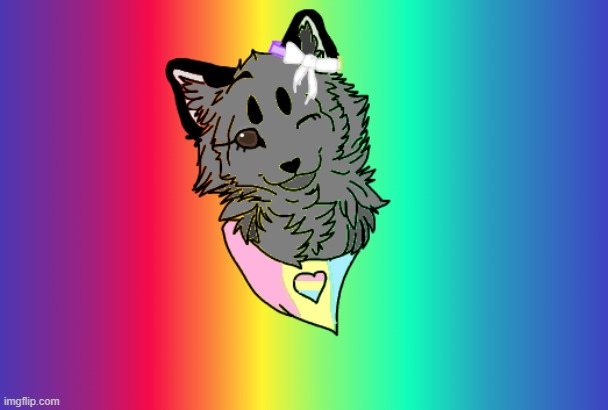 Drawing of a wolf with my pride flags I did for no reason (and no I'm not a furry) | made w/ Imgflip meme maker