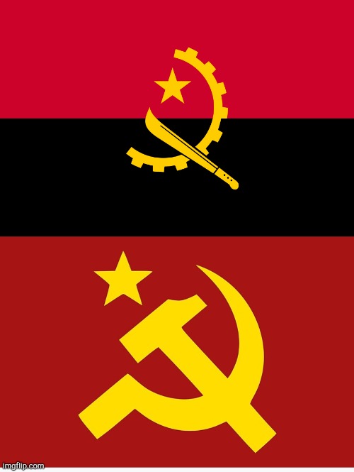 United States of Soviet Russia! | image tagged in angola flag,communism flag | made w/ Imgflip meme maker