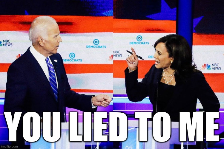 Kamala Harris Attacks Joe Biden | YOU LIED TO ME | image tagged in kamala harris attacks joe biden | made w/ Imgflip meme maker