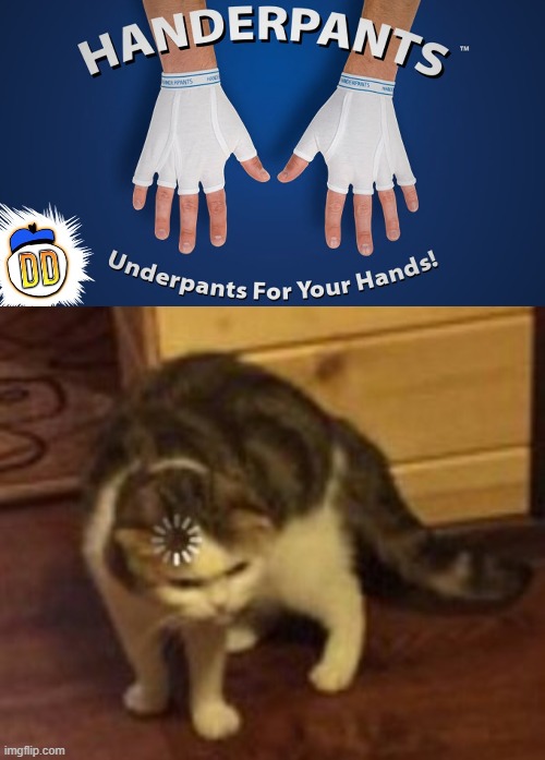 Handerpants | image tagged in loading cat,underpants | made w/ Imgflip meme maker
