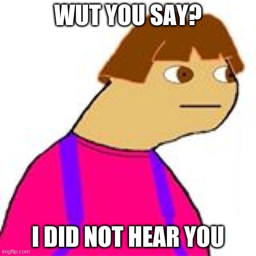 Dora wut? | WUT YOU SAY? I DID NOT HEAR YOU | image tagged in dora wut | made w/ Imgflip meme maker