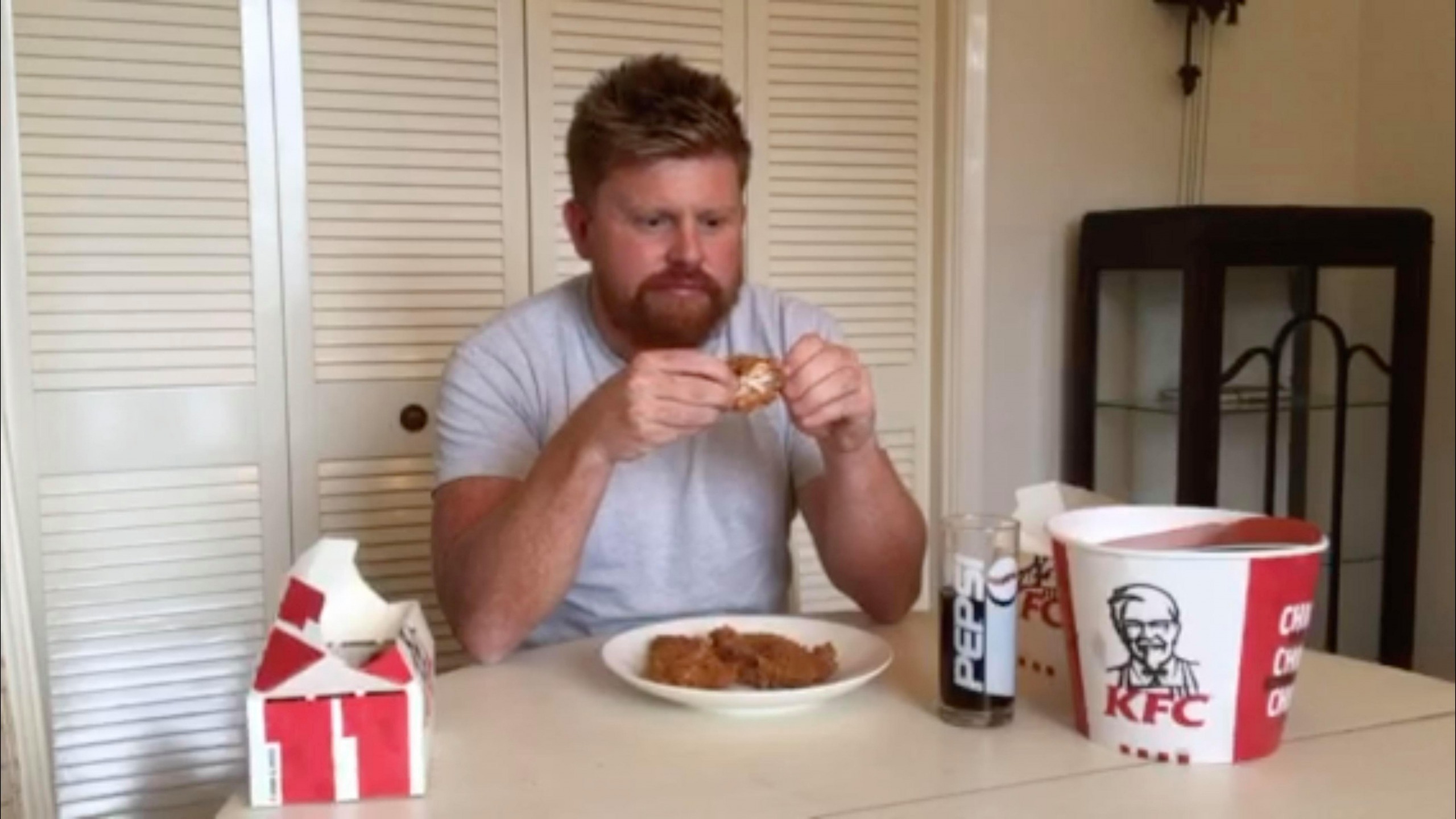 Man eating KFC Blank Meme Template