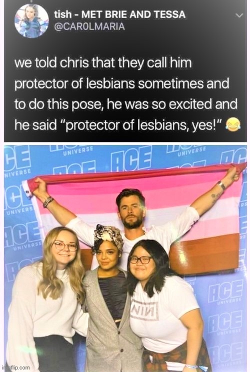 eyyyyyy Chris Hemsworth: Protector of lesbians!! | made w/ Imgflip meme maker