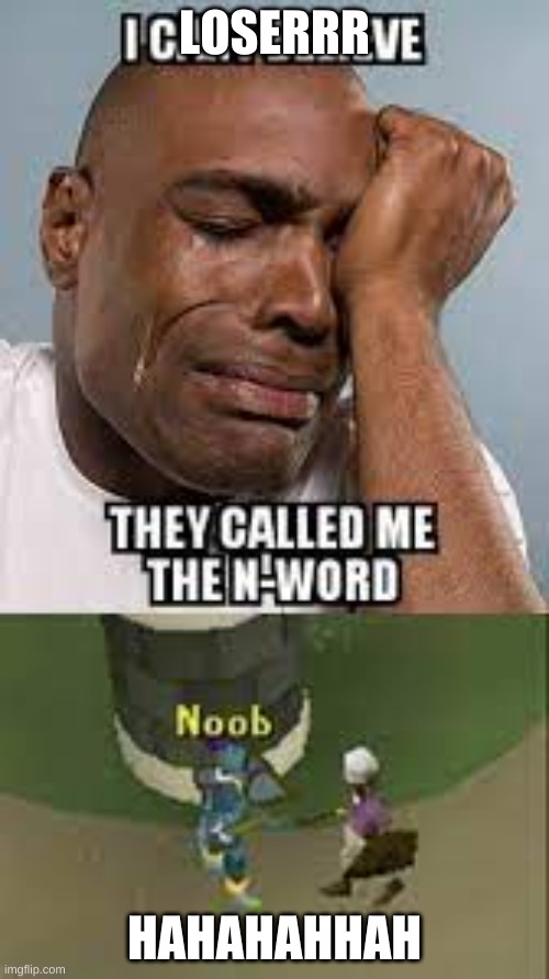 cry baby noobb | LOSERRR; HAHAHAHHAH | image tagged in lol | made w/ Imgflip meme maker