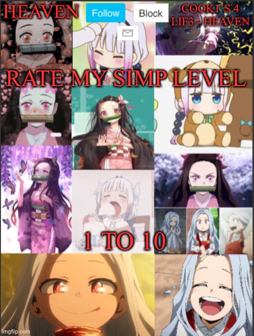 Trend | RATE MY SIMP LEVEL; 1 TO 10 | image tagged in heavens temp adorable | made w/ Imgflip meme maker