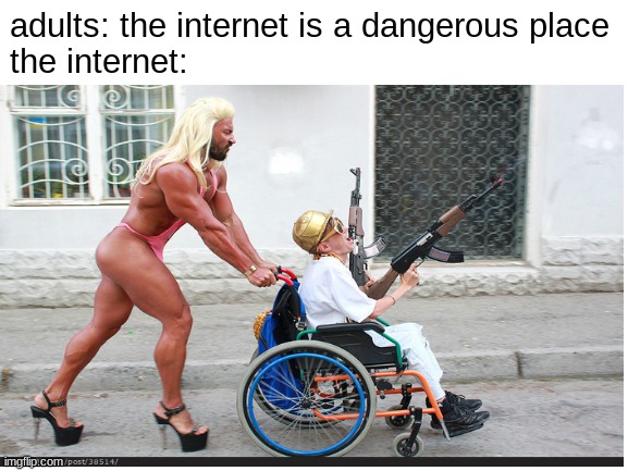 The internet: | adults: the internet is a dangerous place



the internet: | image tagged in the internet | made w/ Imgflip meme maker