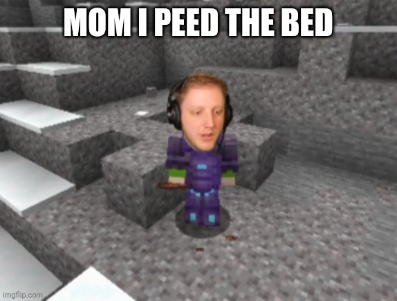 Ph1lza looking like a child on minecraft stream | MOM I PEED THE BED | image tagged in minecraft,ph1lza,dream,dream smp,smp | made w/ Imgflip meme maker