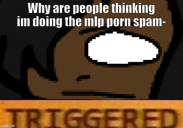 it's not me ;-; | Why are people thinking im doing the mlp porn spam- | image tagged in triggered willow | made w/ Imgflip meme maker