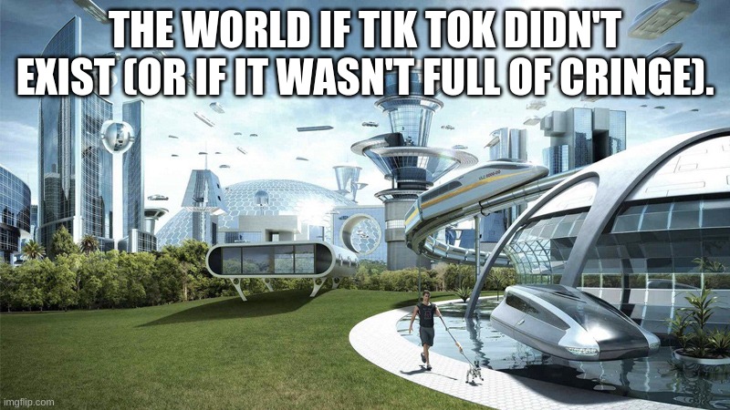 The odds of finding actual good content on Tik Tok are worse than being killed by a shark after being hit with a vending machine | THE WORLD IF TIK TOK DIDN'T EXIST (OR IF IT WASN'T FULL OF CRINGE). | image tagged in the future world if,memes,funny,tik tok sucks,barney will eat all of your delectable biscuits | made w/ Imgflip meme maker