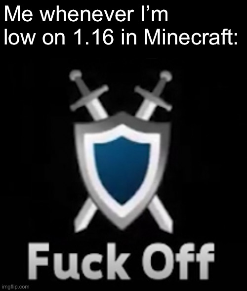 Shield time | Me whenever I’m low on 1.16 in Minecraft: | made w/ Imgflip meme maker
