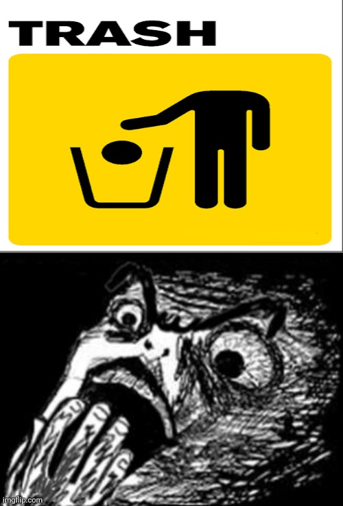 Taking out the trash | image tagged in gasp rage face w/ hand,trash,dark humor,memes,meme,signs | made w/ Imgflip meme maker