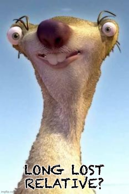 ice age | LONG LOST RELATIVE? | image tagged in ice age | made w/ Imgflip meme maker
