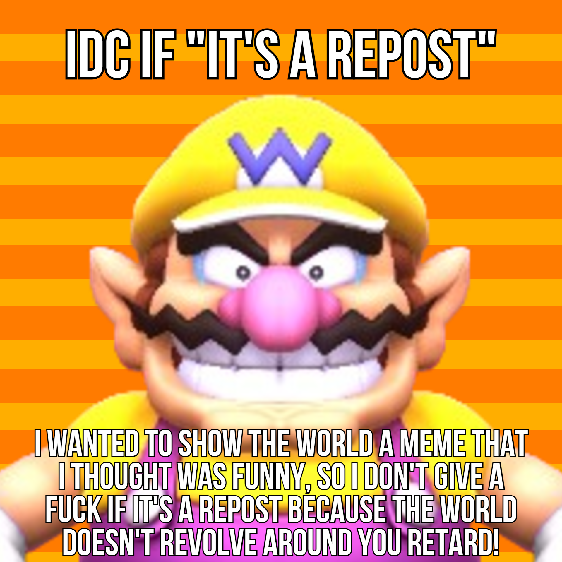 High Quality Idc if it's a repost Wario Blank Meme Template