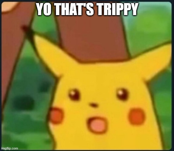 YO THAT'S TRIPPY | image tagged in surprised pikachu | made w/ Imgflip meme maker