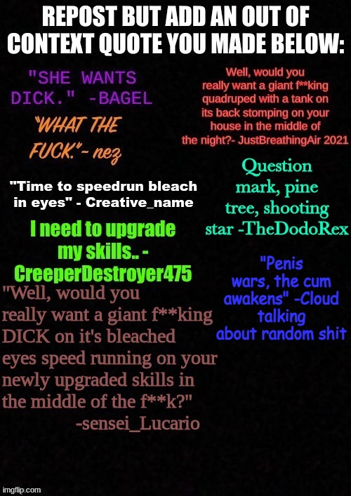"Penis wars, the cum awakens" -Cloud talking about random shit | made w/ Imgflip meme maker