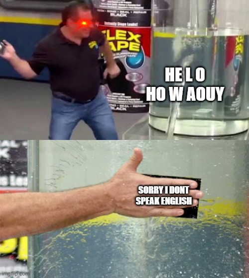 n o | HE L O HO W AOUY; SORRY I DONT SPEAK ENGLISH | image tagged in epic fail | made w/ Imgflip meme maker