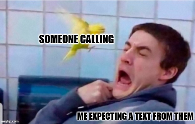 doesn't annoy you when this happens? | SOMEONE CALLING; ME EXPECTING A TEXT FROM THEM | made w/ Imgflip meme maker