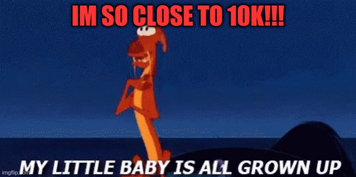my little baby is all grown up | IM SO CLOSE TO 10K!!! | image tagged in my little baby is all grown up | made w/ Imgflip meme maker