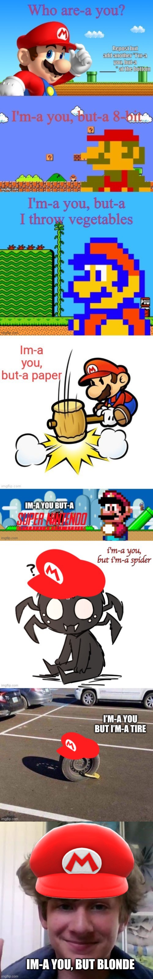 E | IM-A YOU, BUT BLONDE | image tagged in im-a you | made w/ Imgflip meme maker