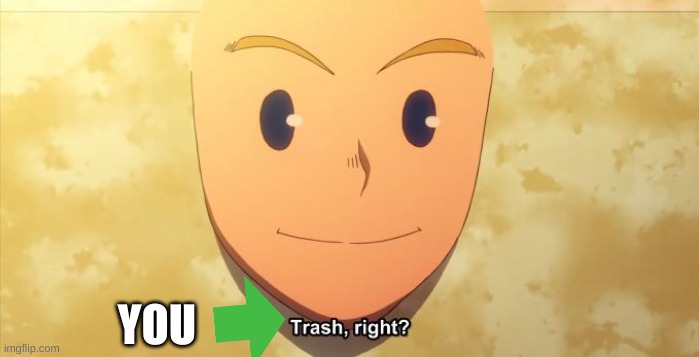 Trash, right? | YOU | image tagged in trash right | made w/ Imgflip meme maker