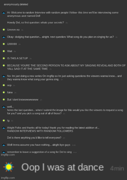 Part Two (Updated now that Del responded 2h too late) Don't forget to leave a suggestion! | made w/ Imgflip meme maker