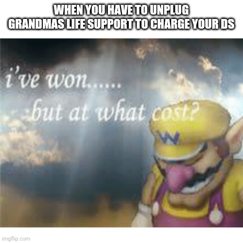 WHEN YOU HAVE TO UNPLUG GRANDMAS LIFE SUPPORT TO CHARGE YOUR DS | image tagged in grandpa | made w/ Imgflip meme maker