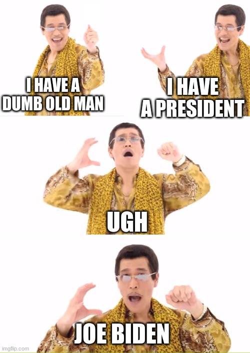 PPAP |  I HAVE A DUMB OLD MAN; I HAVE A PRESIDENT; UGH; JOE BIDEN | image tagged in memes,ppap | made w/ Imgflip meme maker