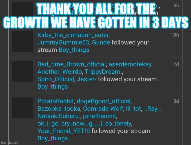 Yes! | THANK YOU ALL FOR THE GROWTH WE HAVE GOTTEN IN 3 DAYS | image tagged in hollywood | made w/ Imgflip meme maker