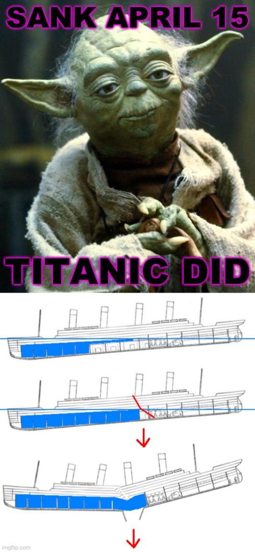 SANK APRIL 15; TITANIC DID | image tagged in memes,star wars yoda,titanic sinking,rest in peace,disaster,history | made w/ Imgflip meme maker