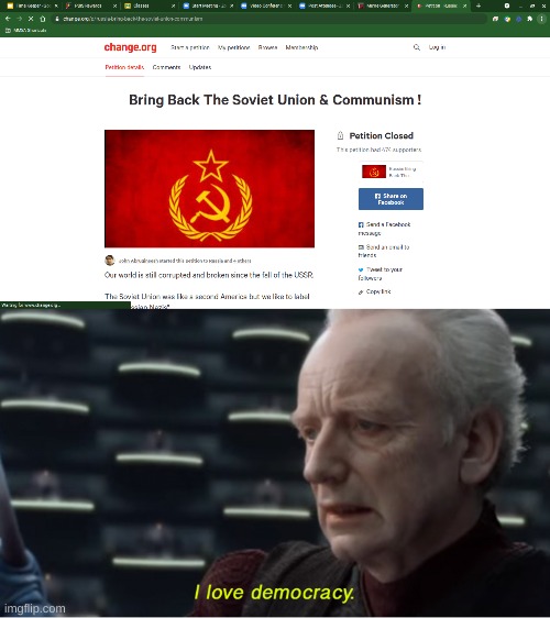 star wars but stalin approved | image tagged in i love democracy,soviet union,star wars,emperor palpatine | made w/ Imgflip meme maker