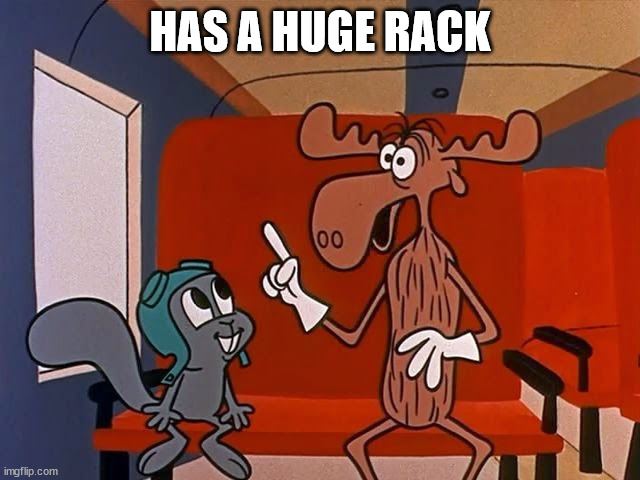 rocky and bullwinkle | HAS A HUGE RACK | image tagged in rocky and bullwinkle | made w/ Imgflip meme maker