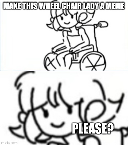 Make this funny wheelchair lady a meme | MAKE THIS WHEEL CHAIR LADY A MEME; PLEASE? | image tagged in lady in a wheelchair,h2o delirious | made w/ Imgflip meme maker