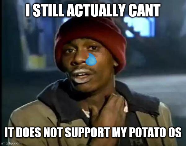 Y'all Got Any More Of That Meme | I STILL ACTUALLY CANT IT DOES NOT SUPPORT MY POTATO OS | image tagged in memes,y'all got any more of that | made w/ Imgflip meme maker