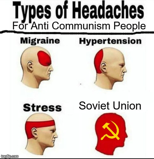 Types of Headache for Anti-Communism People | For Anti Communism People; Soviet Union | image tagged in types of headaches meme | made w/ Imgflip meme maker
