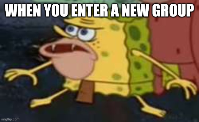 Survey area | WHEN YOU ENTER A NEW GROUP | image tagged in memes,spongegar | made w/ Imgflip meme maker