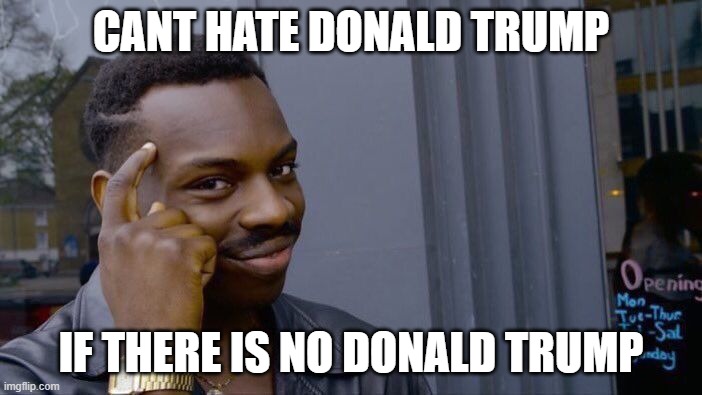 Roll Safe Think About It | CANT HATE DONALD TRUMP; IF THERE IS NO DONALD TRUMP | image tagged in memes,roll safe think about it | made w/ Imgflip meme maker