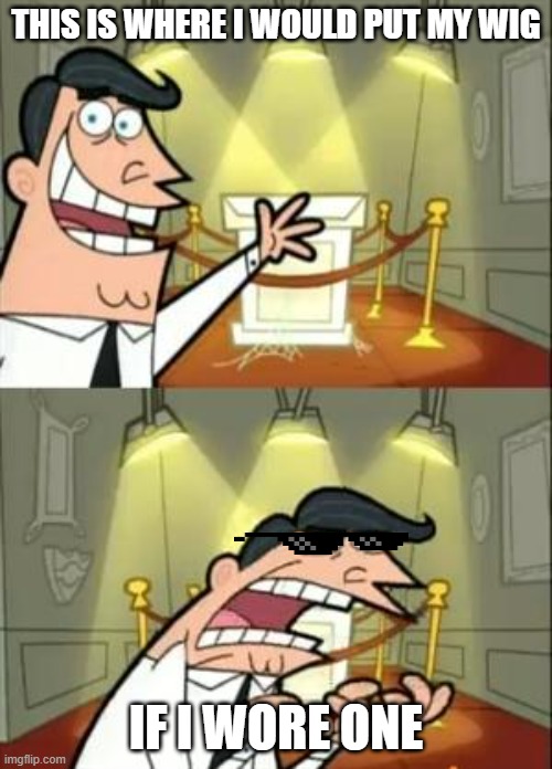Look at my last post and you'll get this better. | THIS IS WHERE I WOULD PUT MY WIG; IF I WORE ONE | image tagged in memes,this is where i'd put my trophy if i had one,no wig,real hair | made w/ Imgflip meme maker
