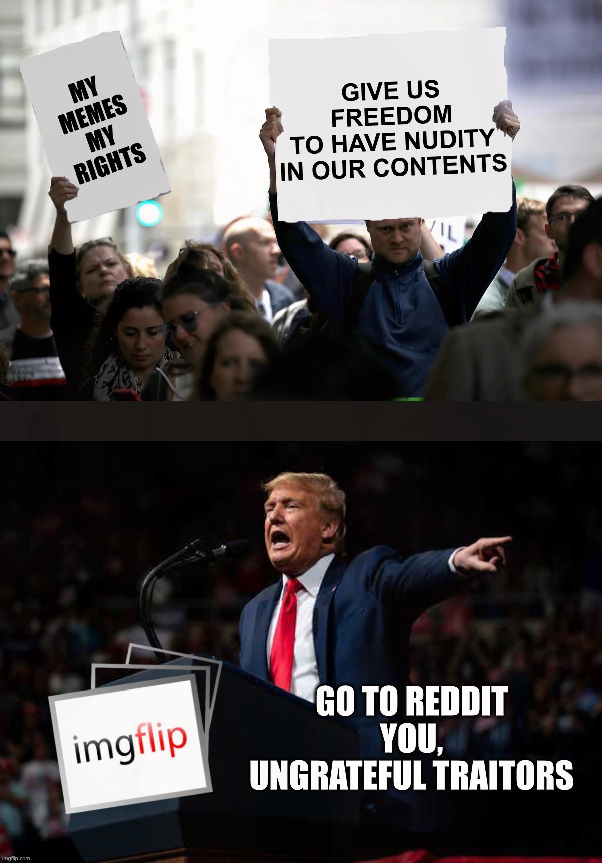 OUR MEMES, OUR RIGHTS. | image tagged in our memes our rights,freedom of creativity,nsfw,imgflip community,memes,funny | made w/ Imgflip meme maker