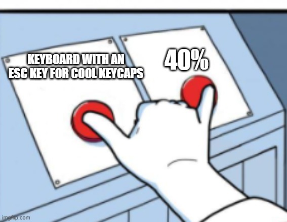 40%; KEYBOARD WITH AN ESC KEY FOR COOL KEYCAPS | made w/ Imgflip meme maker