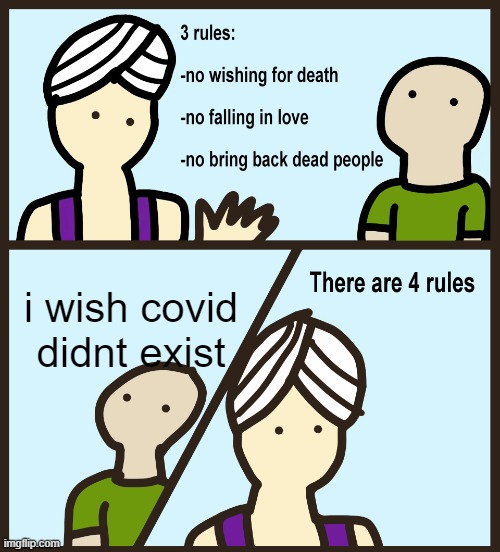 Genie Rules Meme | i wish covid didnt exist | image tagged in genie rules meme | made w/ Imgflip meme maker