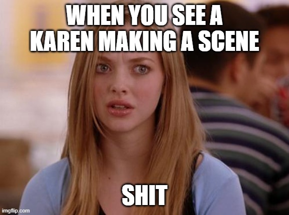 OMG Karen | WHEN YOU SEE A KAREN MAKING A SCENE; SHIT | image tagged in memes,omg karen | made w/ Imgflip meme maker