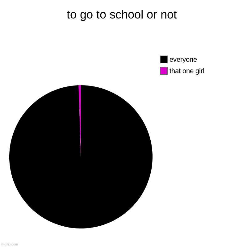 to go to school or not | that one girl, everyone | image tagged in charts,pie charts | made w/ Imgflip chart maker