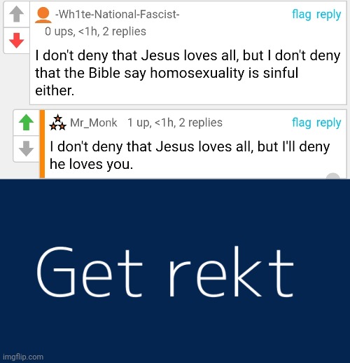 Monk destroys a homophobe | made w/ Imgflip meme maker